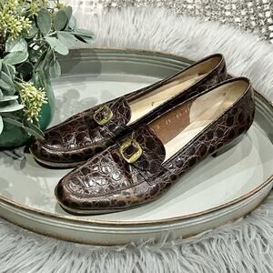 Salvatore Ferragamo Brown Real Crocodile Loafers